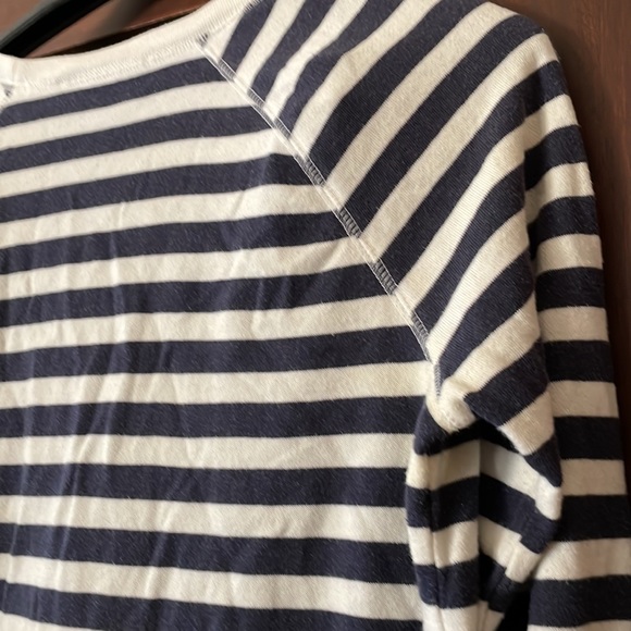 Navy and White Stripe Long Sleeve Crew Neck Sweatshirt - Picture 5 of 5